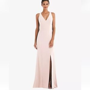 Thread Crepe Criss Cross Cutout Back Maxi Dress With Front Slit